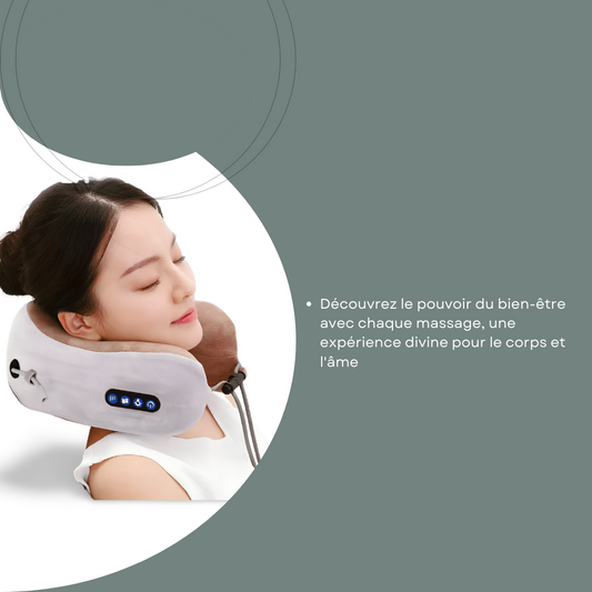 Oreiller de massage cervical électrique en forme de U - Massage multifonctionnel portable pour les épaules - Relaxation à domicile et en voiture